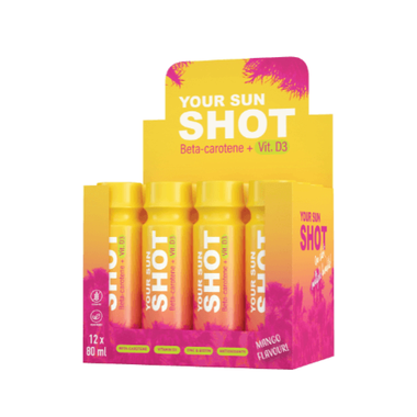 Sunshot + Vit. D įdegio aktyvatorius Mangų skonio 80 ml, 12 vnt.